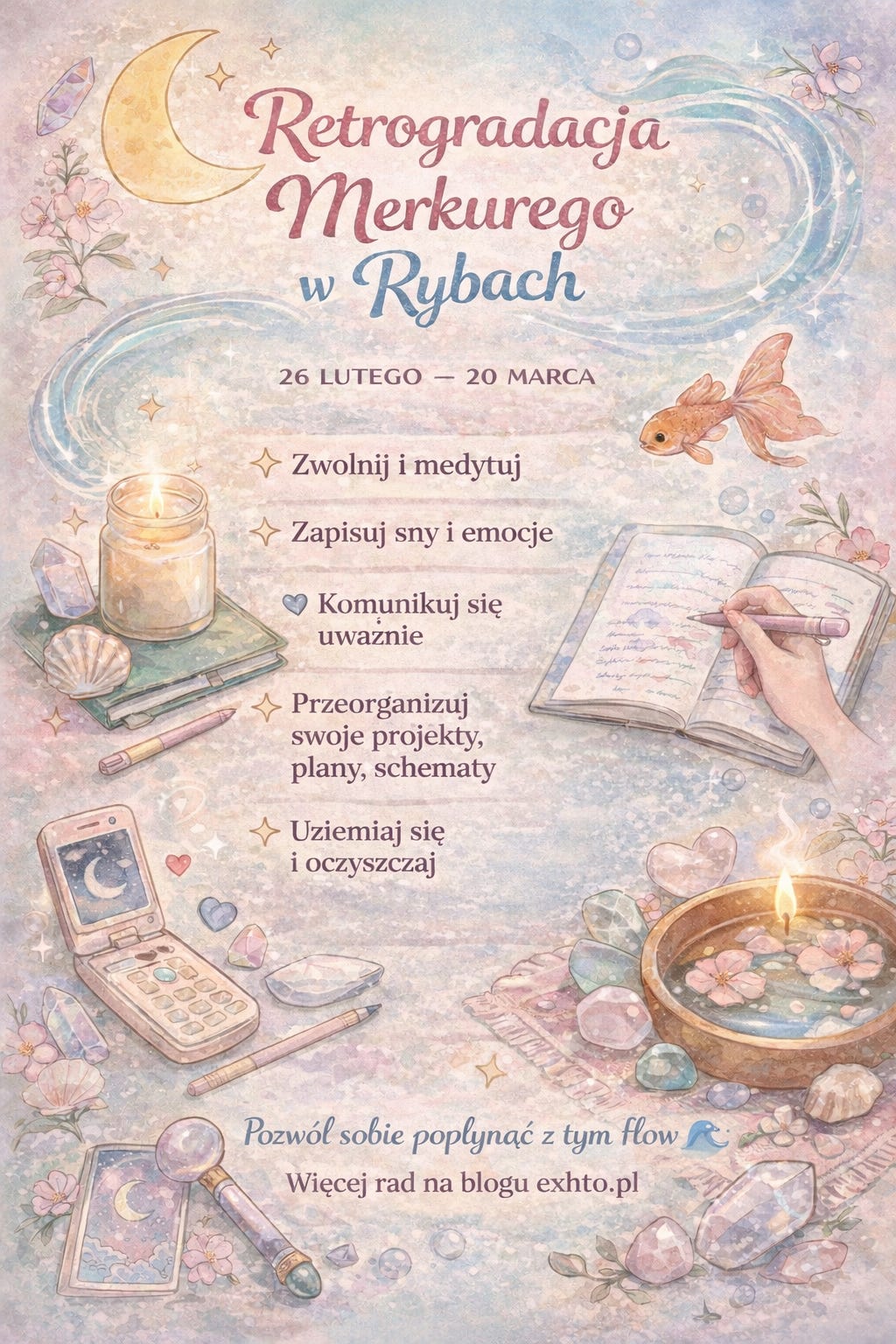 🌊 Retrogradacja Merkurego w Rybach, pierwsza retrogradacja Merkurego w 2026